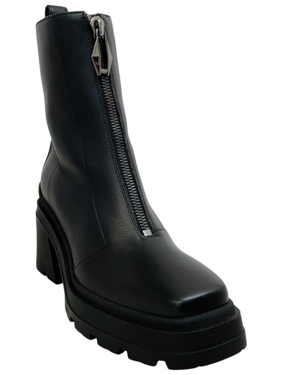 Jimmy Choo Shoes - Jimmy Choo Black Smooth Leather Eugenie 80 Zip Front Booties